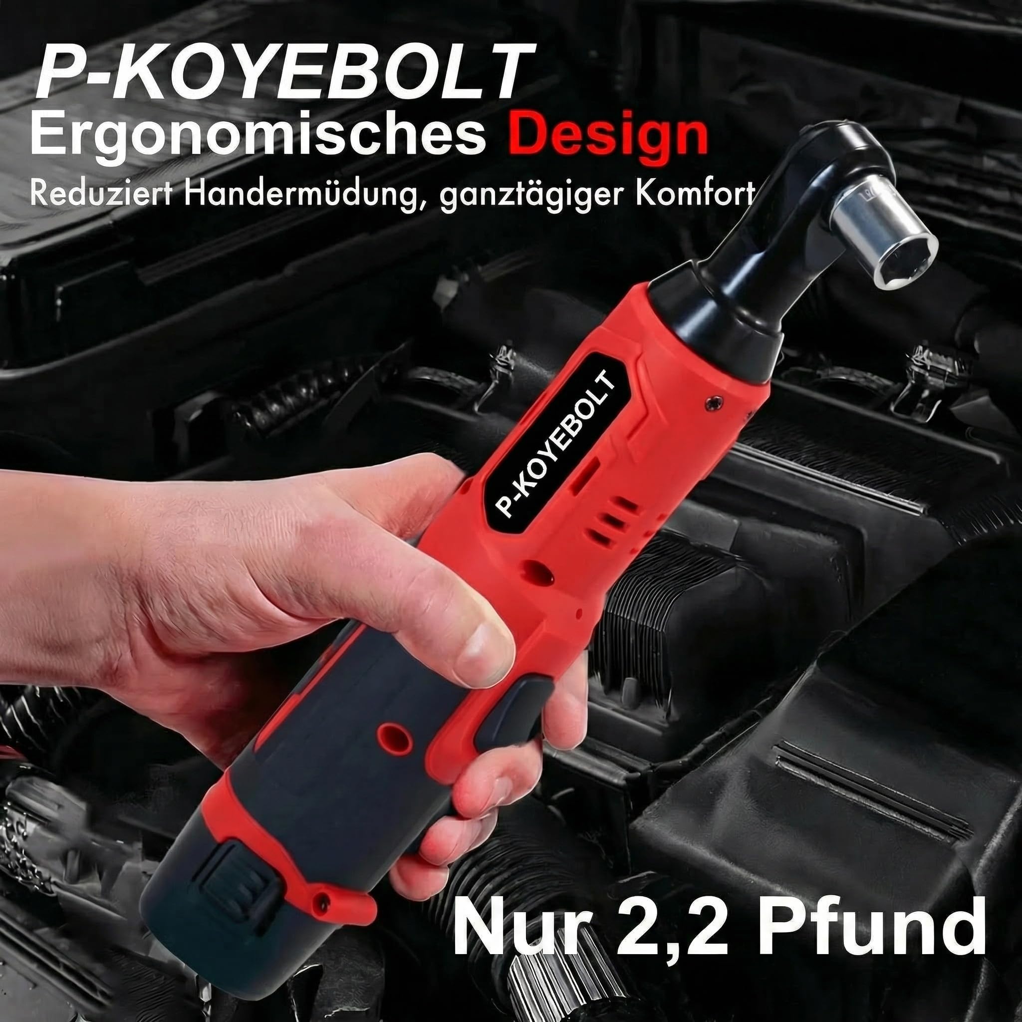 Electric Ratchet Wrench，2 Akkus und Schnellladegerät für Autoreparaturen, Heimwerkerarbeiten (57 Nm)