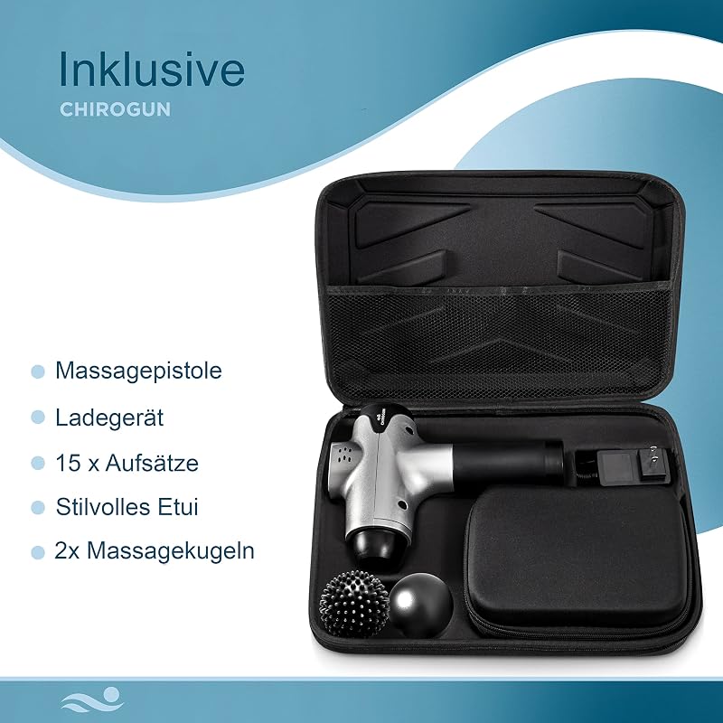 CHIROGUN Masszázspisztoly 14+1 Fejjel - 30 Sebességfokozatú Izommasszírozó Készülék Mély Szöveti Regeneráláshoz, Sportolóknak