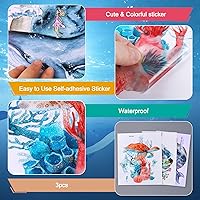 Vista 11 de 4 calcomanías autoadhesivas para asiento de inodoro bajo el mar, vida marina, acuarela, animales marinos, peces, algas marinas, coral
