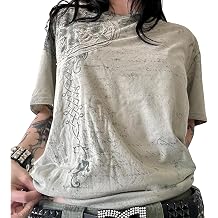 Grunge Shirts for Women Baggy Y2K Goth Graphic Tee Shirts Short Sleeve Vintage T Shirts Teen Girls Aesthetic Clothes