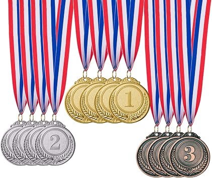 Favide 12 Pieces Gold Silver Bronze Award Medals-Winner Medals Gold Silver Bronze Prizes for Competitions, Party,Olympic Style, 2 Inches