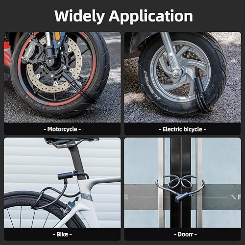 Miniatura 8 de ROCKRBOS - Candado de cable para bicicleta con llaves, 2 llaves y 1 soporte de montaje, carcasa de bloqueo de ABS, bloqueo de cable para