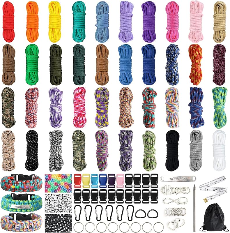 GNILLKO Paracord Bracelet Kit - 40 Colors, 10 Feet, Complete Accessories for Making Bracelets, Lanyards, Dog Collar