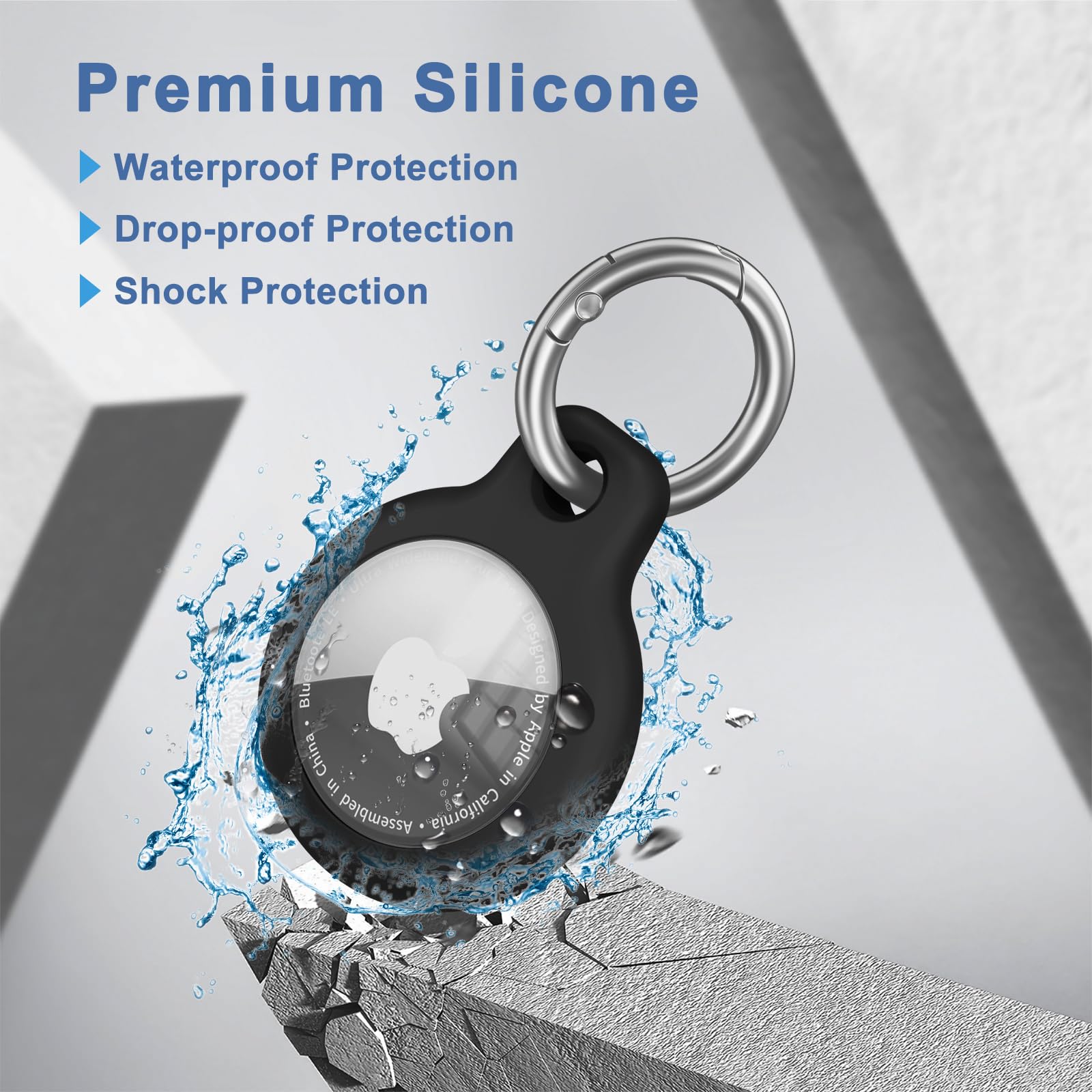 Wanme Airtag Porte Clé IP67 étanche avec Couvercle, 4 Pièces Étuis pour Apple AirTag, Étui Airtag Antichoc, Antiperte et Anti-Rayures, Compatible pour clés, Animaux, Bagages (Noir/Noir/Noir/Noir) - 3