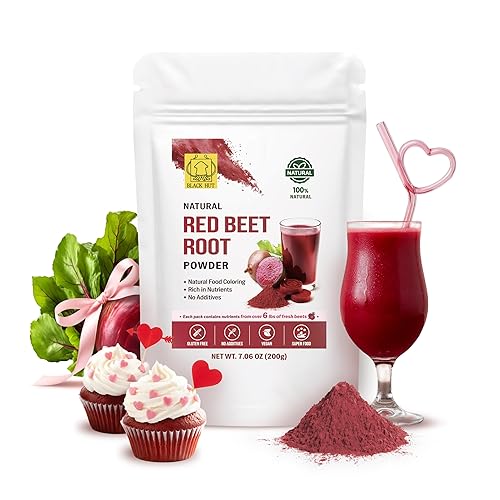 Black Hut Polvo de raíz de remolacha orgánica, 7.06 onzas, suplementos para la presión arterial alta, colorante alimentario rojo natural para
