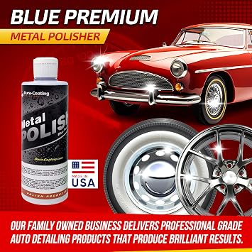 DURA-COATING TECHNOLOGY, Blue Premium Metal Polish - Perfect Brightener and Scratch Remover for Aluminum Wheels, Diamond Plate, Stainless Steel, Copper, Brass, Nickel (32 Ounce Bottle)