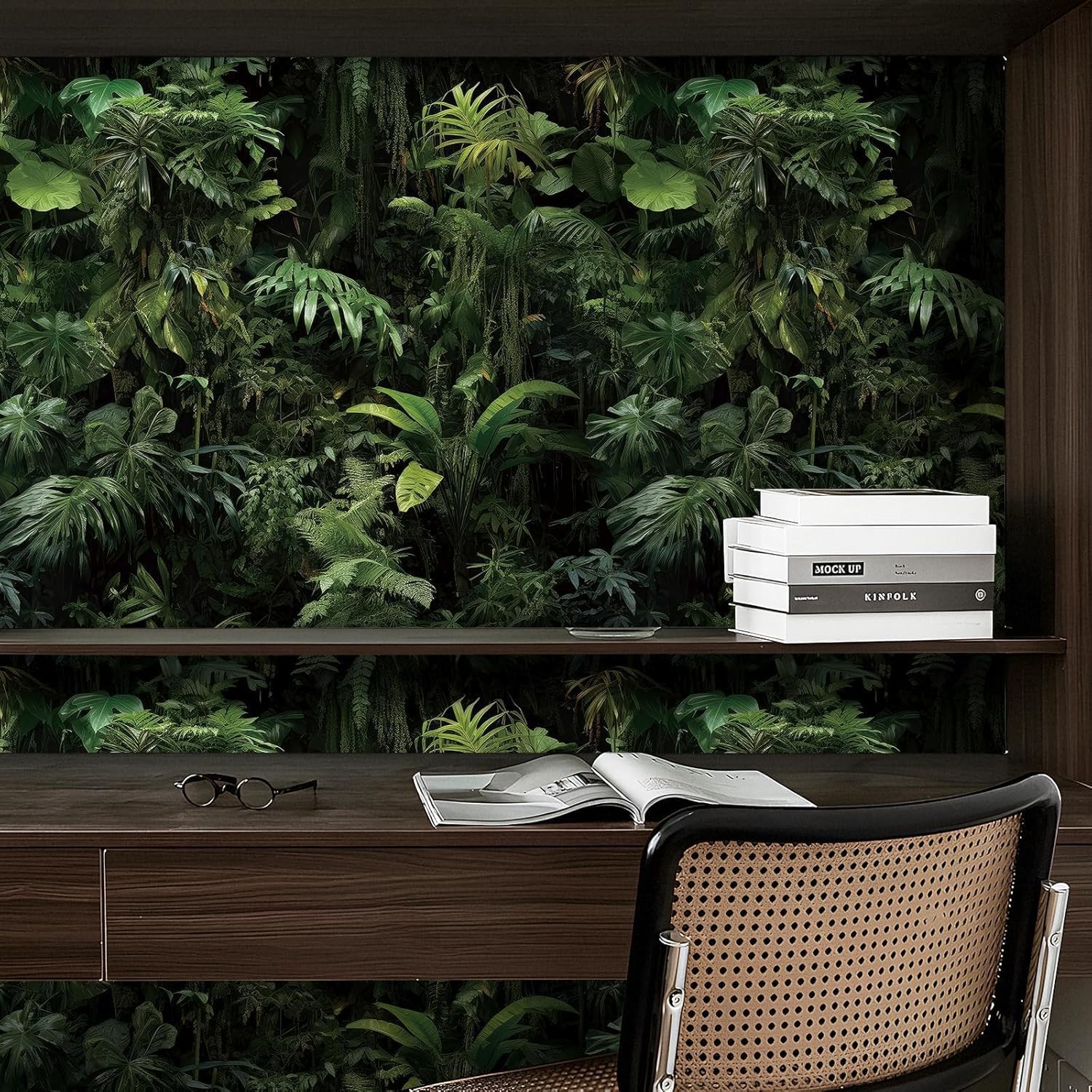 FunStick 44.5CM×9M Papel Pintado Pared Verde Tropical Hojas Selva Vinilo Adhesivo Pared Para Salon Cocina Decorativo Papel Vinilico Adhesivo para Muebles Verde Tropical Vinilo Autoadhesivo Habitación