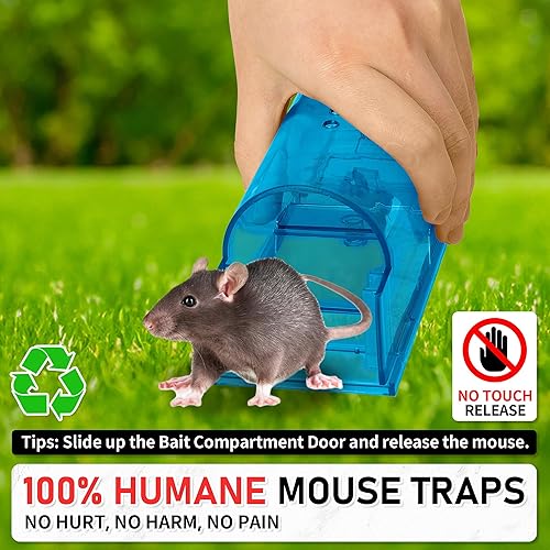 Miniatura 4 de LULUCATCH Paquete de 2 trampas humanas para ratones, trampas para ratones vivos, trampas para ratones de liberación de captura para interiores para