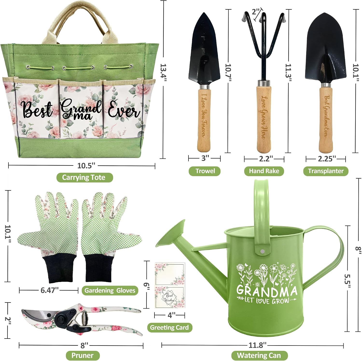 Gifts for Grandma, Grandma Birthday Gifts from Grandkids Garden Kit Floral Gardening Tools and Durable Garden Tools Organizer Tote, Ideal Gardening Gift for Women