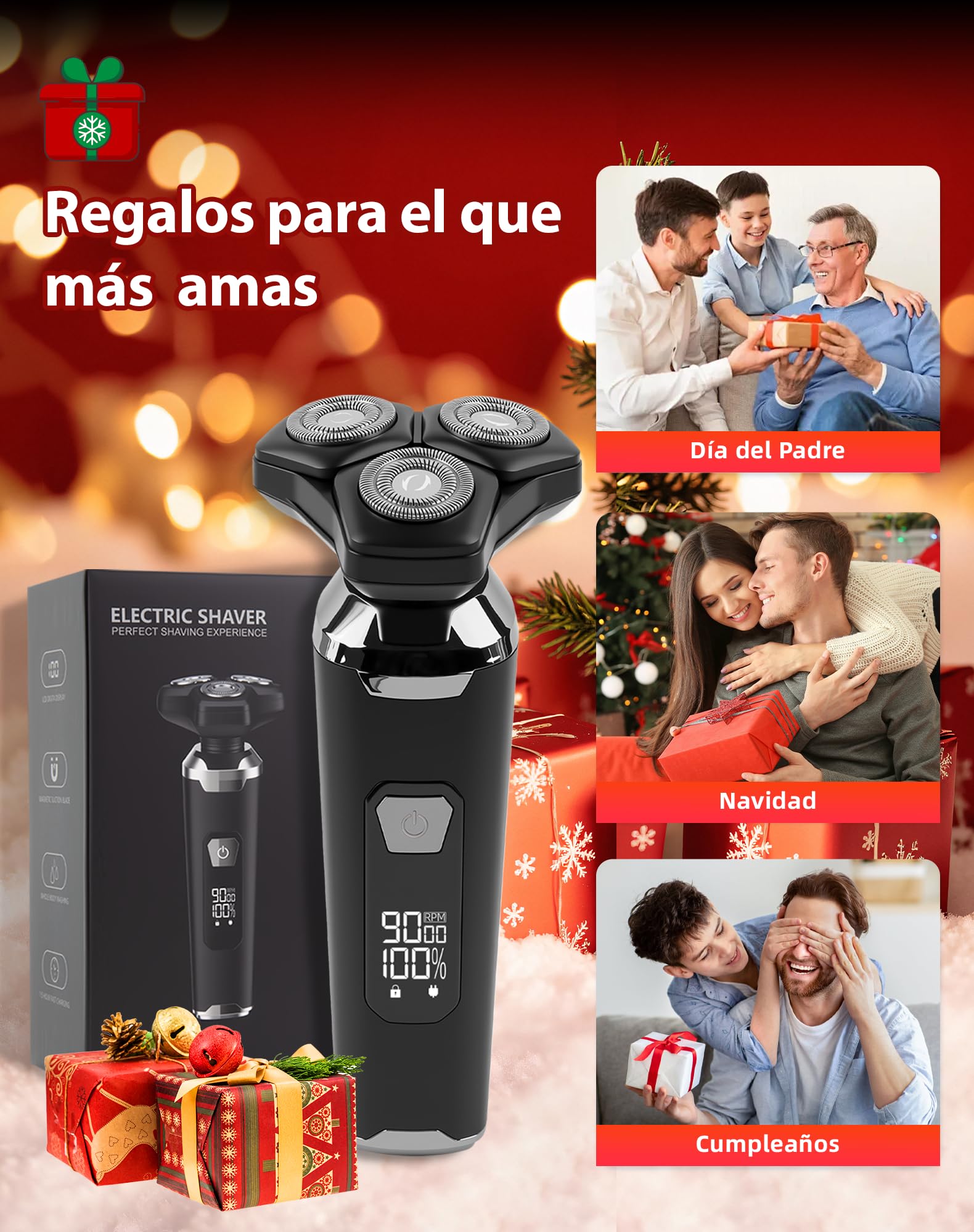 UTK Máquina de Afeitar Hombre, IPX7 Resistente al Agua Afeitadora Eléctrica Hombre Con Accesorio Para Nariz Y Patillas, En Seco Y Húmedo, Pantalla LED, 85min De Uso, Carga USB, Regalo Hombre