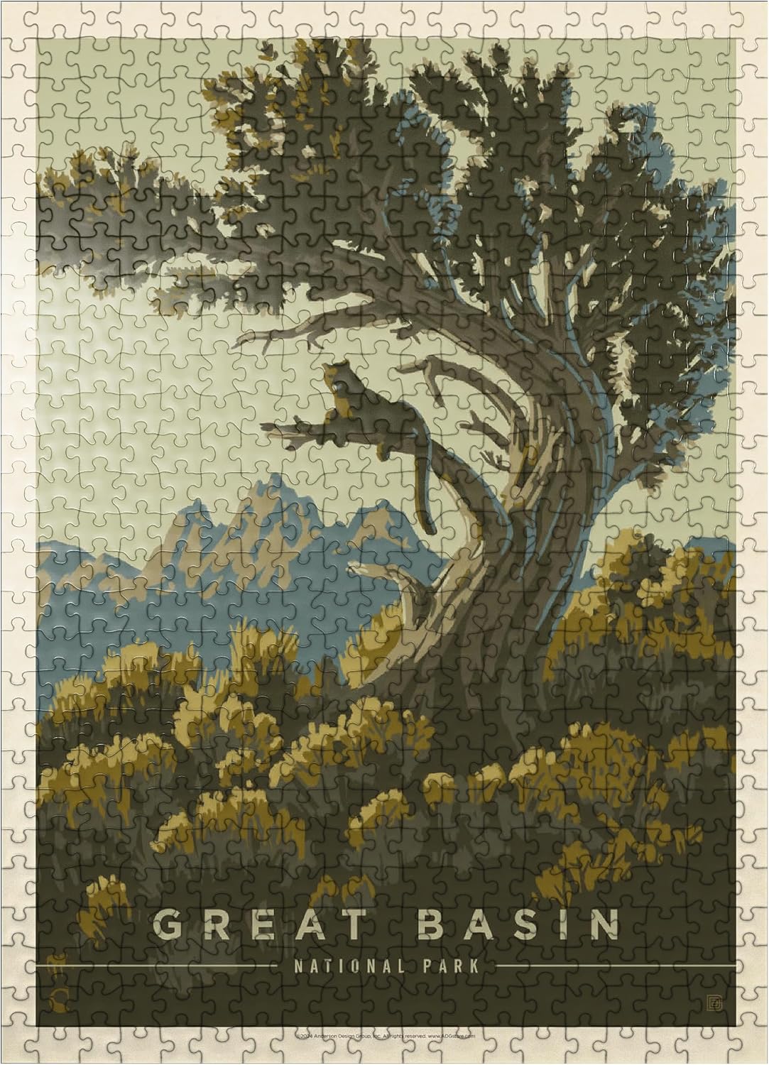 MyPuzzle Great Basin National Park: Cat Nap, Vintage Poster - Premium 1000 Piece Jigsaw Puzzle for Adults