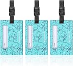 Vigorport Luggage Tags, 3 Pack Cute Luggage Tag TSA Approved, Unique Swivel Suitcase Tags, Privacy Protection Travel Name Tags Bag Labels (Cyan)
