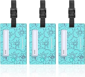 Vigorport Luggage Tags, 3 Pack Cute Luggage Tag TSA Approved, Unique Swivel Suitcase Tags, Privacy Protection Travel Name Tags Bag Labels (Cyan)