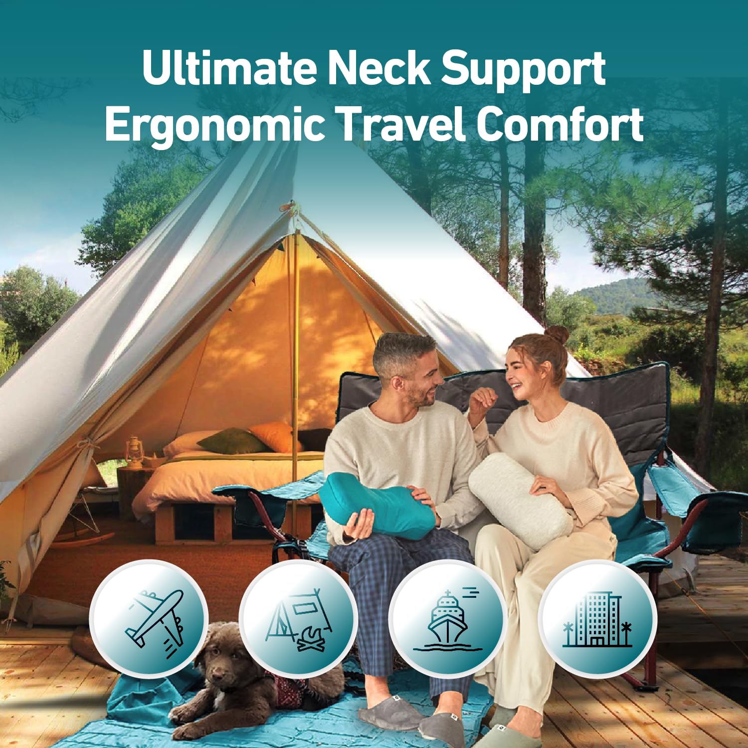 Kanuda Mini Portable Pillow - Portable Orthopedic Pillow for Neck Support, Easy to Carry Cooling Memory Foam Ergonomic Design for Side and Back Sleepers - Oatmeal