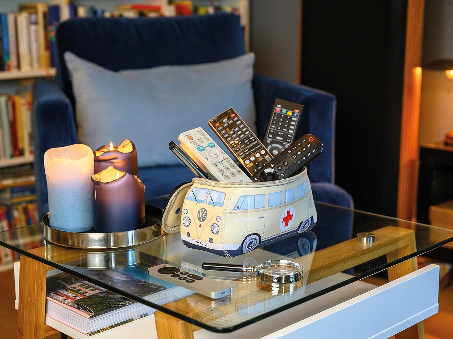 BRISA VW Collection - Volkswagen Neoprene Universal Makeup Cosmetics Toiletry Travel Pharmacy Bag in T1 Bus Design (Ambulance/Beige) (Small (9.1 x 4.3 x 3.1 inches)) - Image 7