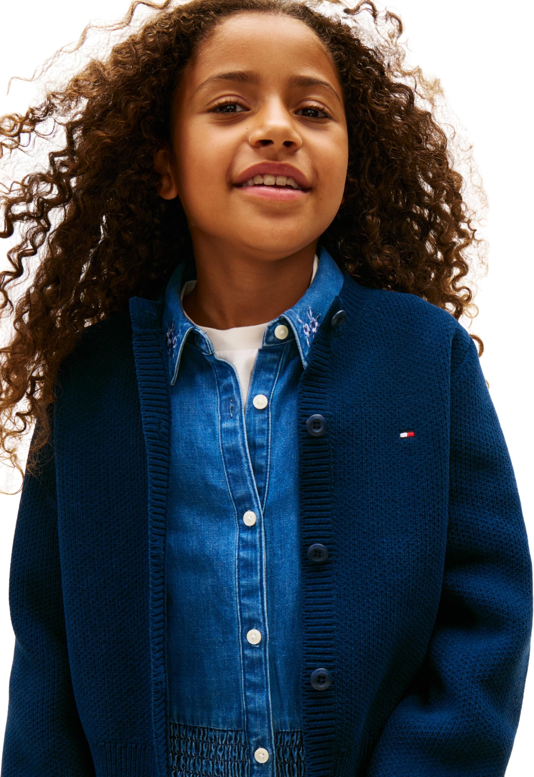 Tommy Hilfiger Chenille Cardigan Kg0kg08953 Maglione Cardigan Bambine e Ragazze