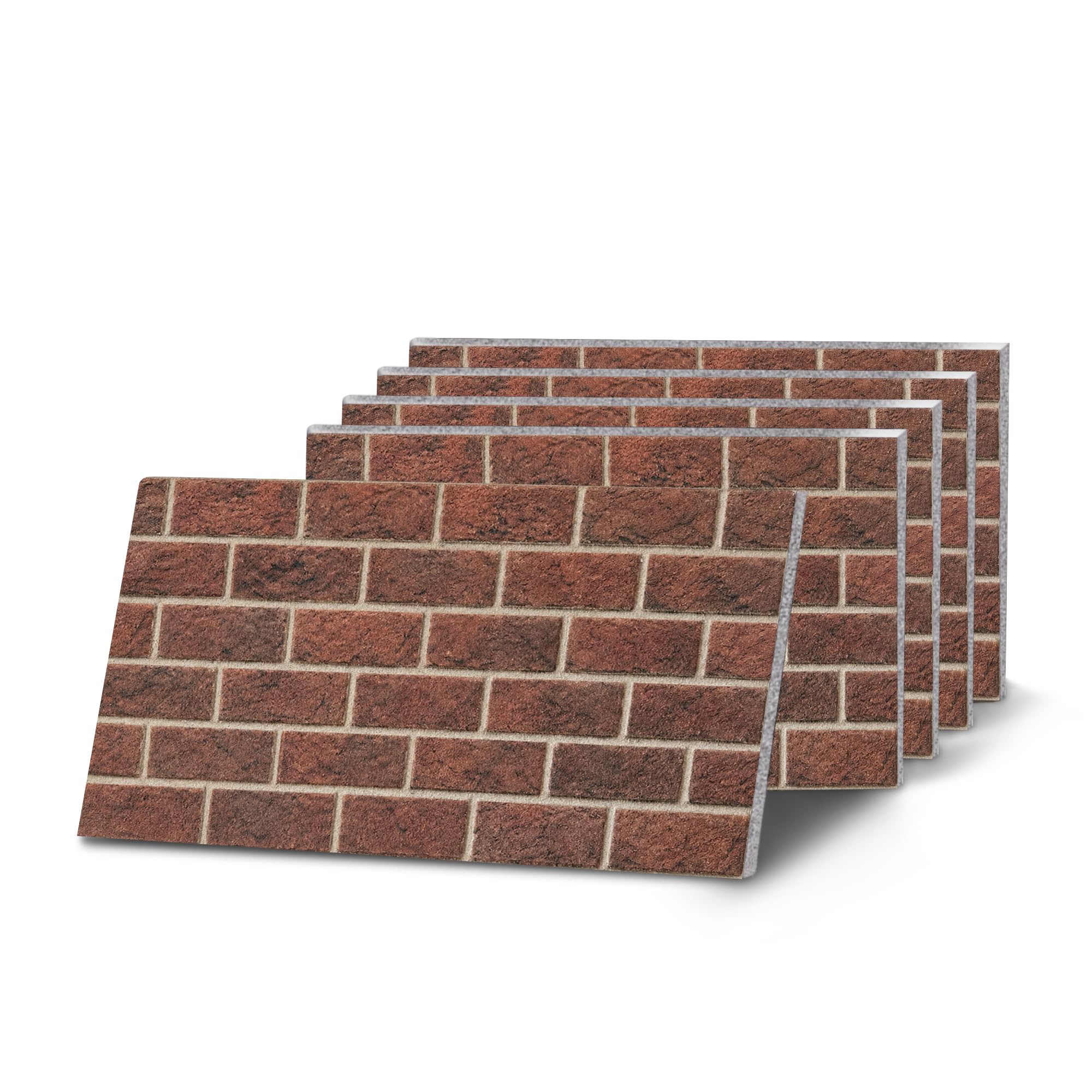 K&B Panels 3D Wall Panels, Classic Brick Effect Wall Panelling Kit, Lightweight, Easy to Install, Dual Insulation to Reduce Acoustic Noise, Indoor & Outdoor (Classic Terracotta Red) (5 Panels) โ image 1