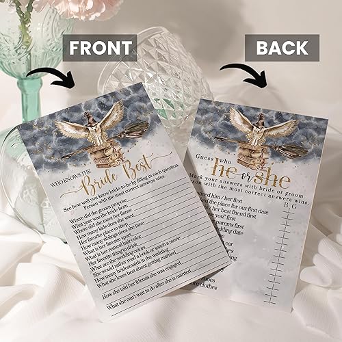 Miniatura 7 de Magic Owl - Juegos de despedida de soltera  Paquete de 25, Él o Ella dijo y la novia las mejores actividades divertidas para invitados de boda,