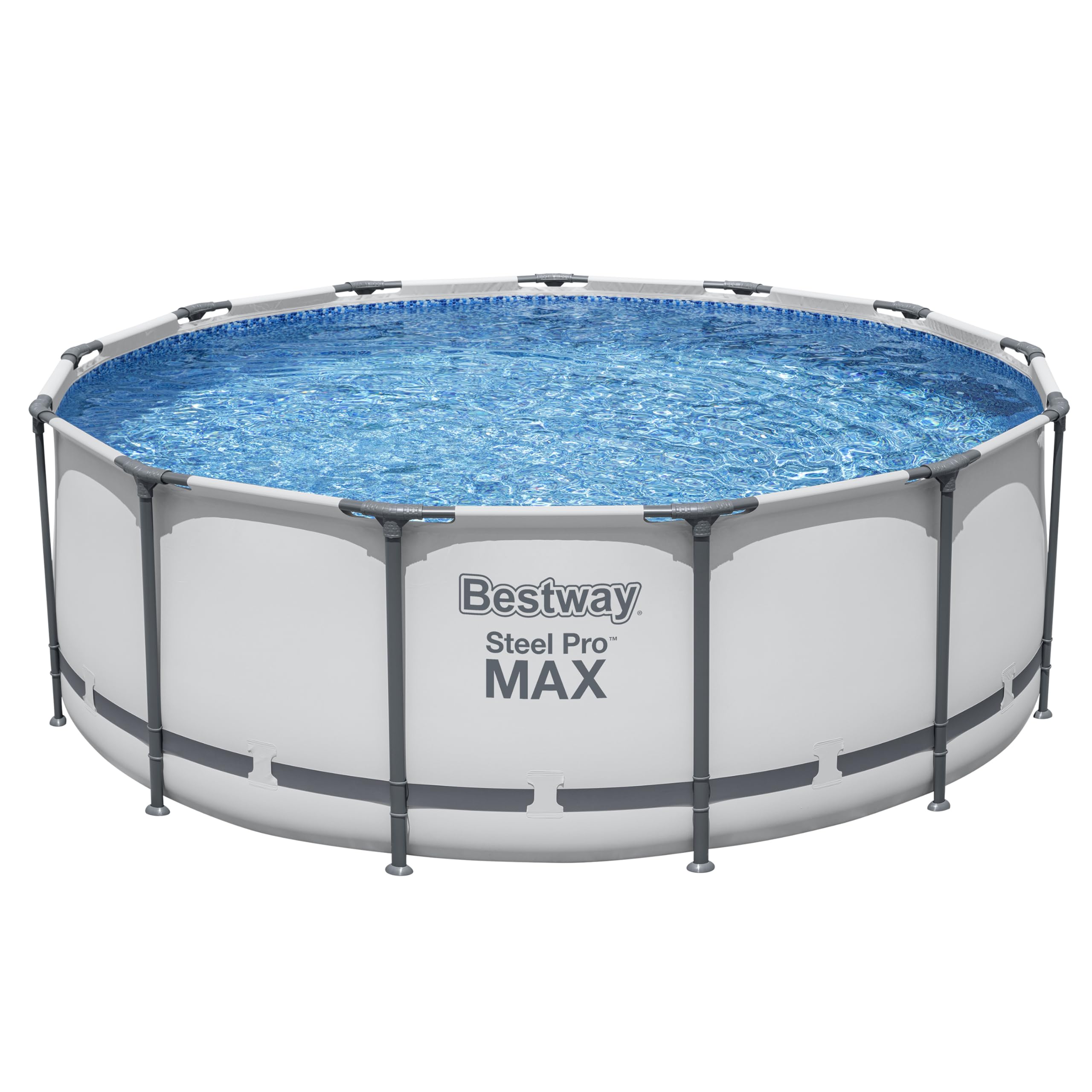Bestway® Steel Pro MAX™ Aufstellpool Komplett-Set mit Filterpumpe Ø 396 x 122 cm, lichtgrau, rund