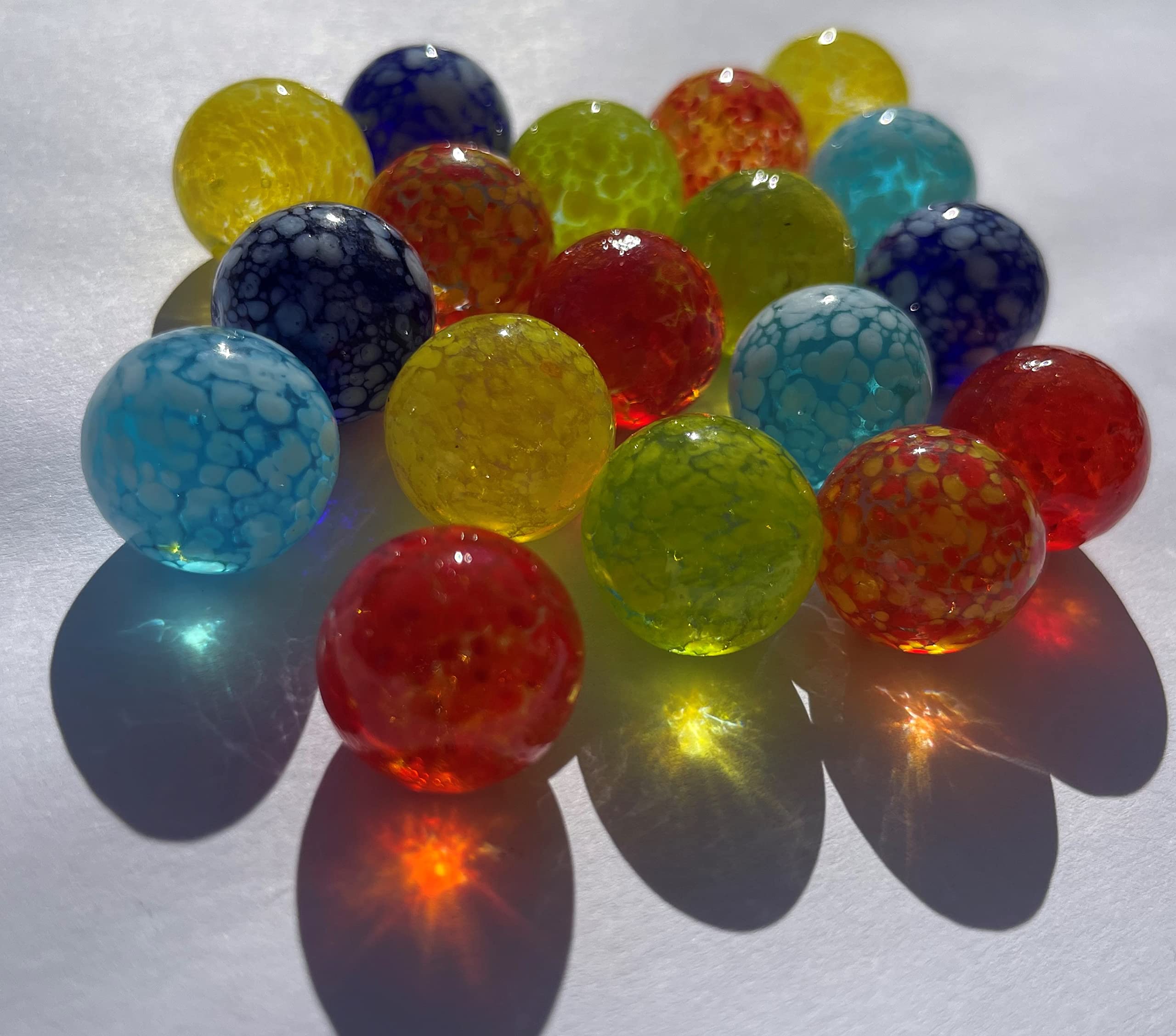 18 ręcznie robionych dmuchanych ustnie, wzór w kropki, kolorowe kulki 16 mm, kulki niebieskie, czerwone, żółte, czerwone, czerwone, czerwone, czerwone, bombki dekoracyjne