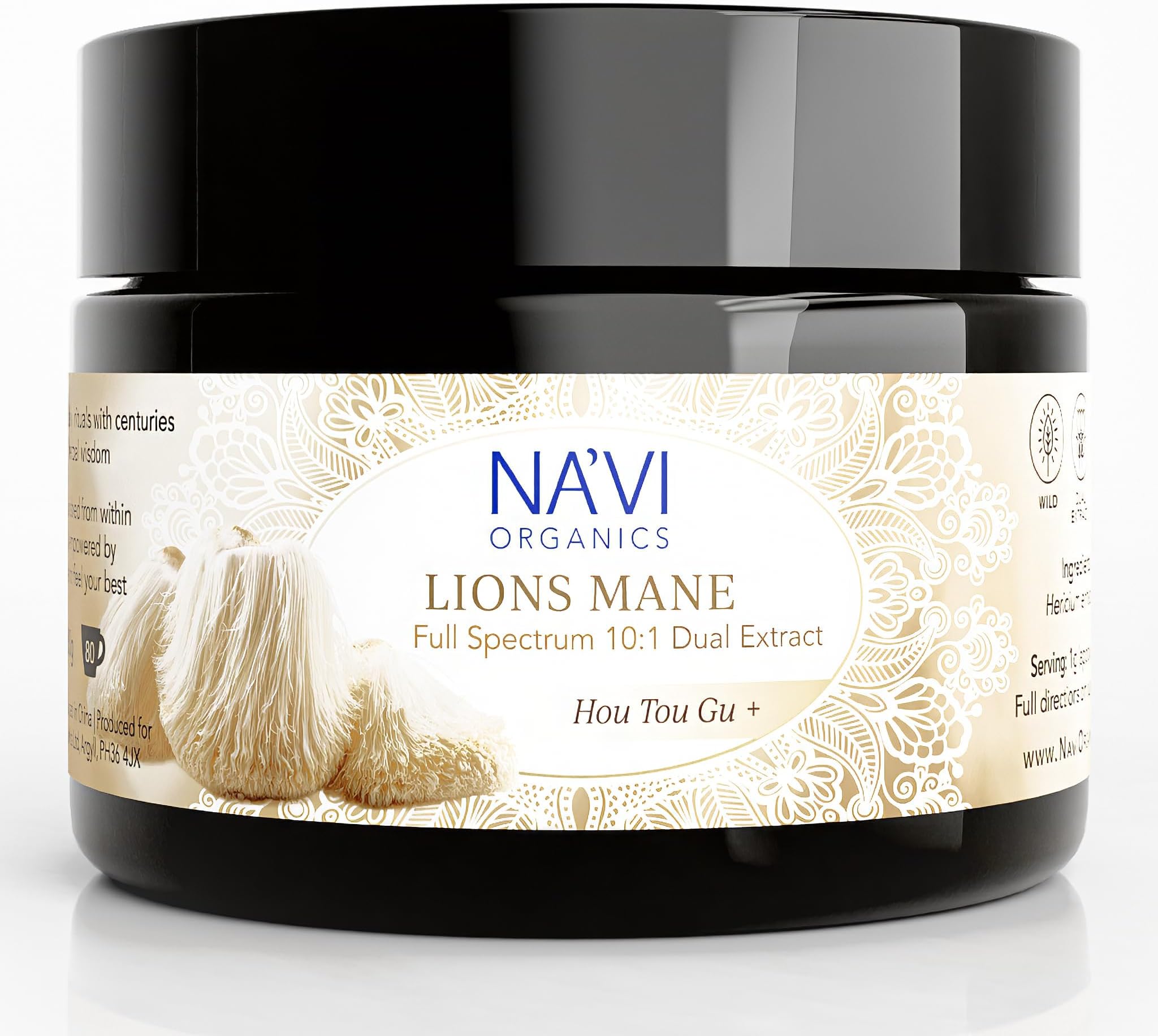 Lions Mane Mushroom Powder | Dual Extraction Wild Cultivated Organic Supplement | Suitable for Cognitive Function & Immune System | Lion's Mane Powder (80g)