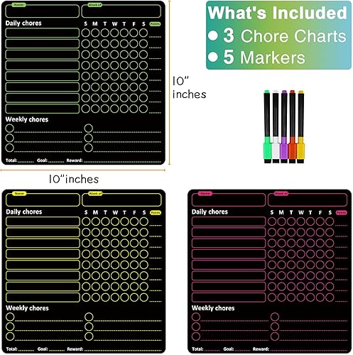 Miniatura 6 de Tabla magnética de tareas para niños, varios niños, tabla de responsabilidad diaria para niños, tabla de tareas familiares para adultos y