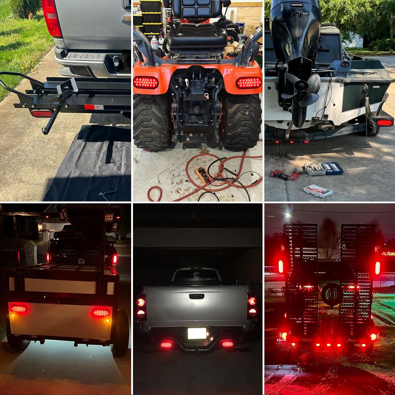 6 Pcs 6 Inch Red Oval Led Trailer Tail Lights 24 LED Grommet Mount, Oval 6" Red Stop Turn Tail Brake Light Rubber Flush Mount Replacement for Trailer RV Trucks Bus Waterproof