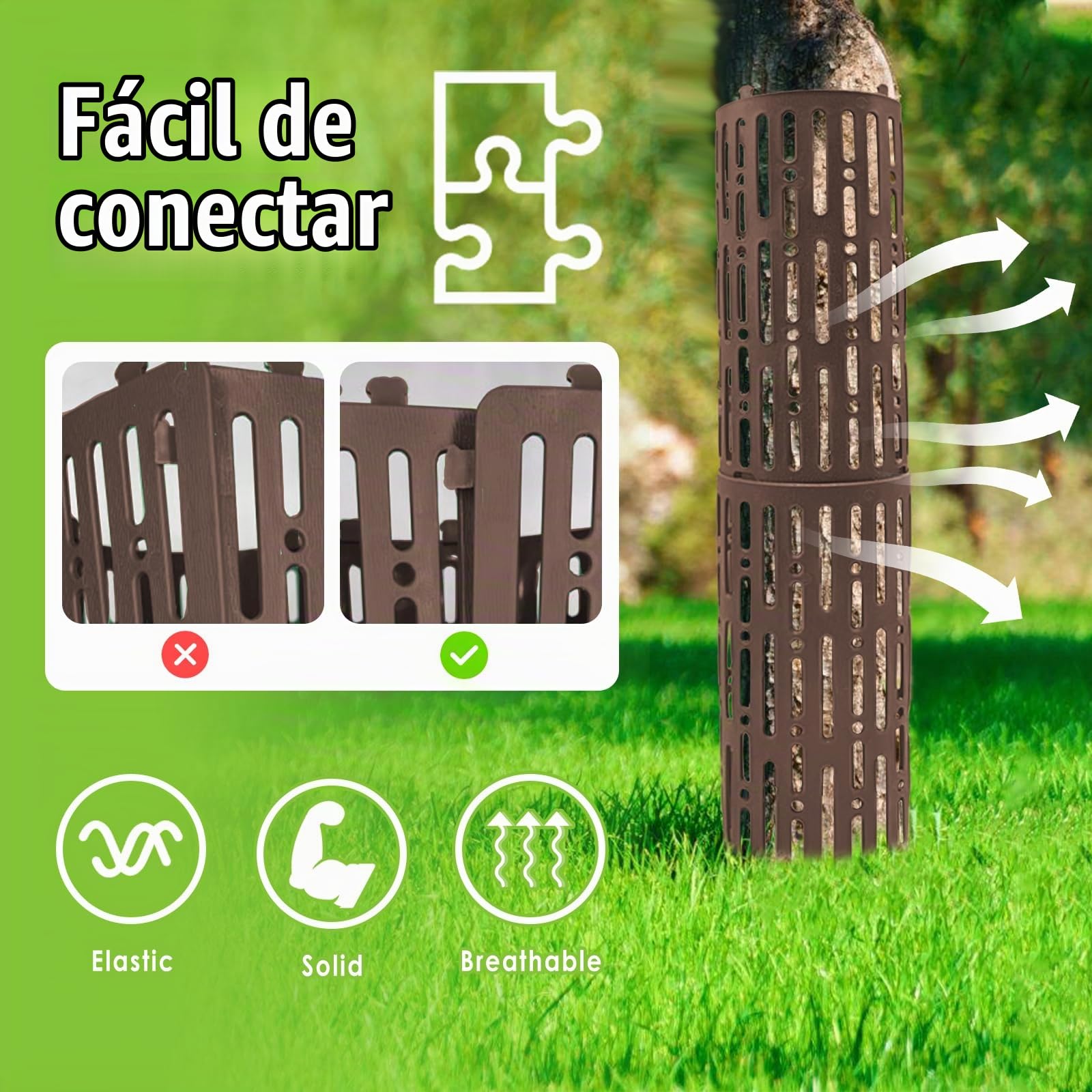 dellyy Protector Arboles Tronco, Protector de Tronco de Plástico, Protector de Plantas para Corzos, Protectores Troncos Árboles y Plantas, Protectores de Frutales (Marrón)