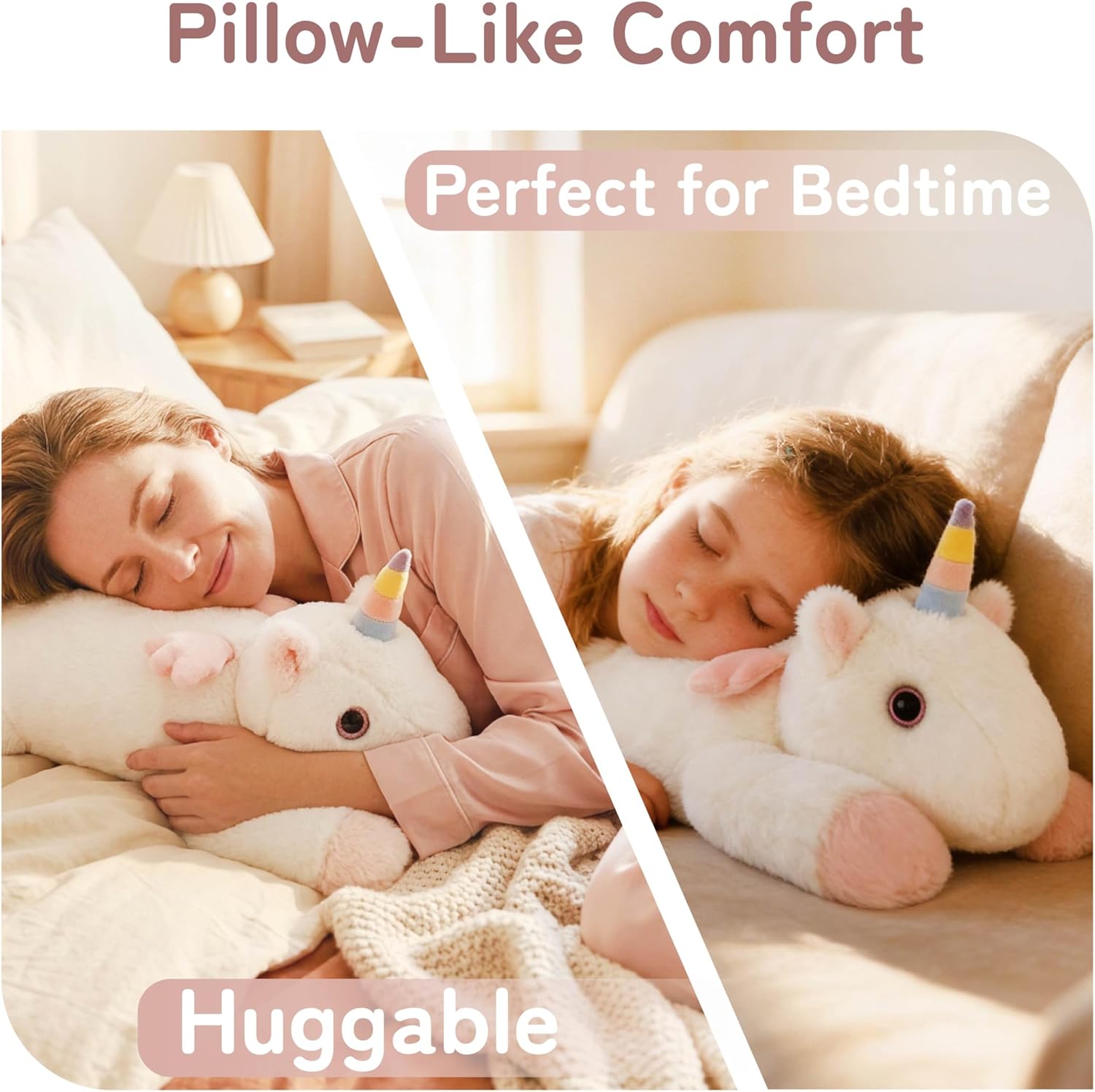 Niuniu Daddy 20" 3.3 lb Weighted Unicorn Stuffed Animal for Adults Kids, Giant Large Plush Toy, Soft Body Pillow for Sleeping, Huggable Gift for Everyday Comfort