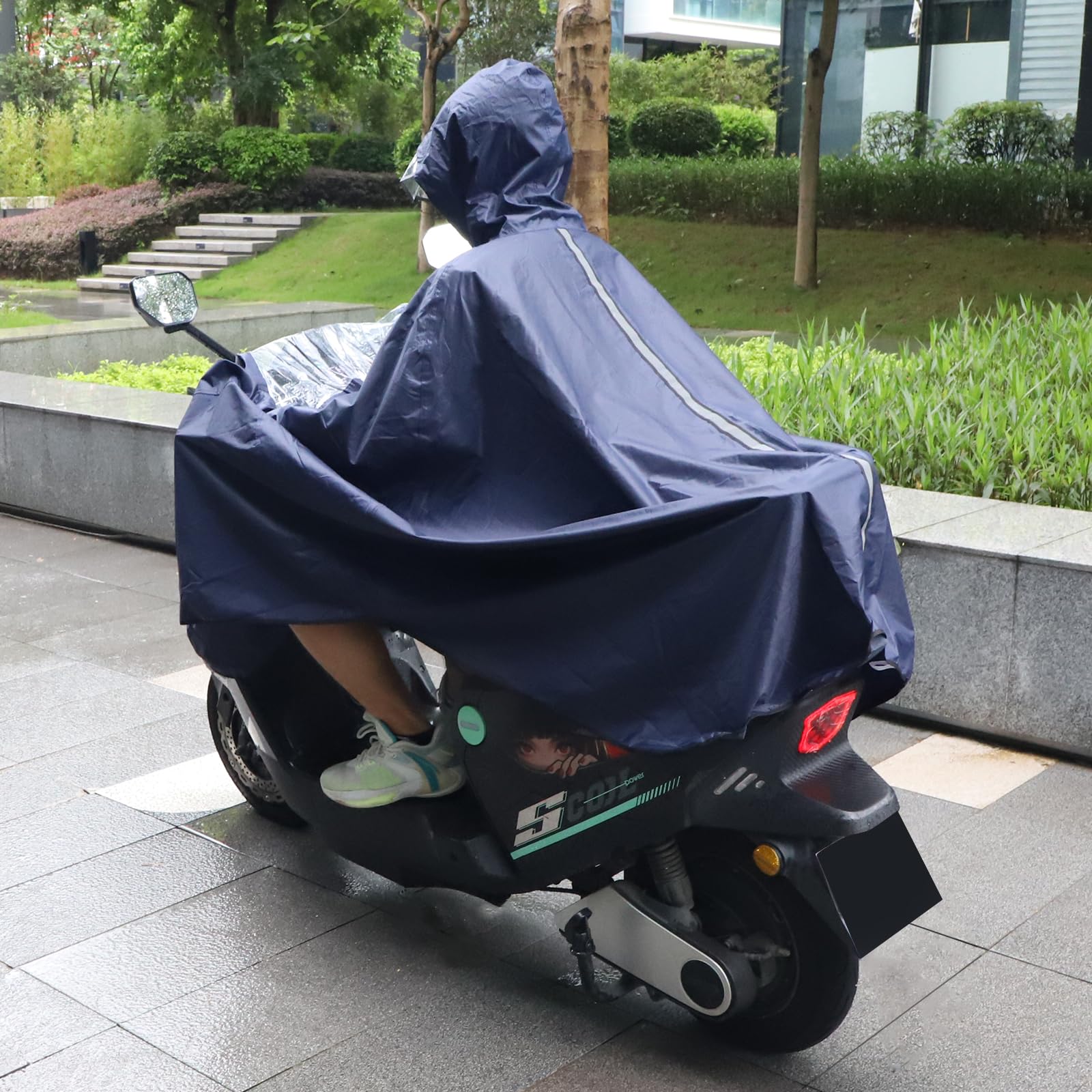 lalago Imperméable à l'eau Cyclisme Capes, Imperméable for Vélo Électrique, Poncho Pluie pour Fauteuil Roulant/Cape, Coupe-Vent à Capuche Cyclisme, Pluie Poncho Vélo