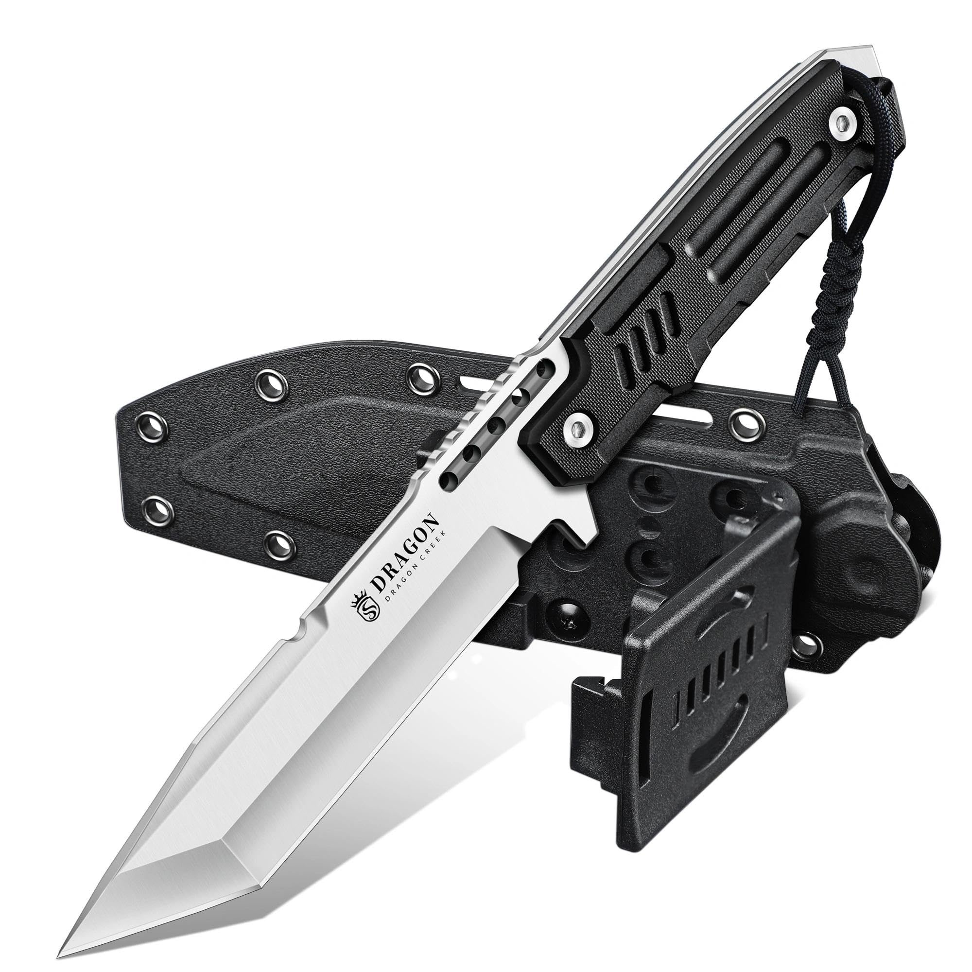 Dragon Creek Outdoor-Messer mit Kydex-Scheide – Robuste, gerade Klinge für Outdoor-Aktivitäten-F