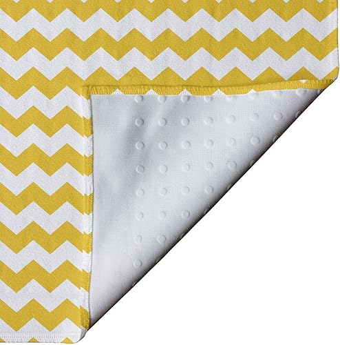 Miniatura 4 de Lunarable Mustard Yoga Mat Towel, Zigzag Pattern Chevron Criss-Crossed Triangle Arrow Style Lines Geometric, Non-Slip Sweat Absorbent Yoga Pilates