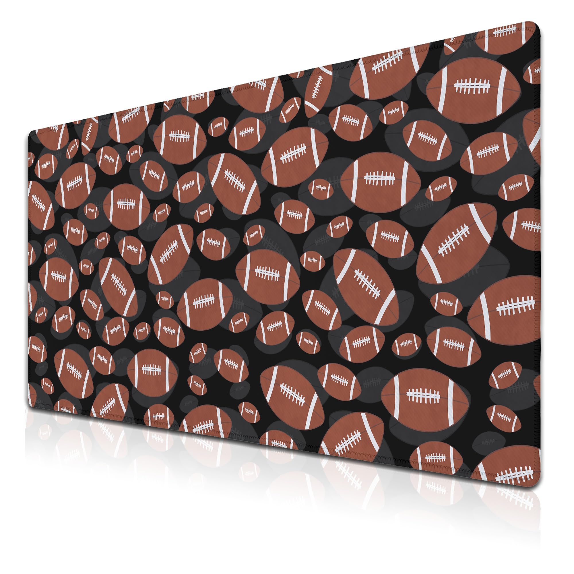 Samgula Big Mouse Pad Black and Brown Desk Pad, Gaming Mouse Pads Office Desk Mats, Computer Pad Waterproof Non-Slip Rubber Base, 35.4 X 15.7 inch for Work/Game/Office/Home Football Tile Pattern