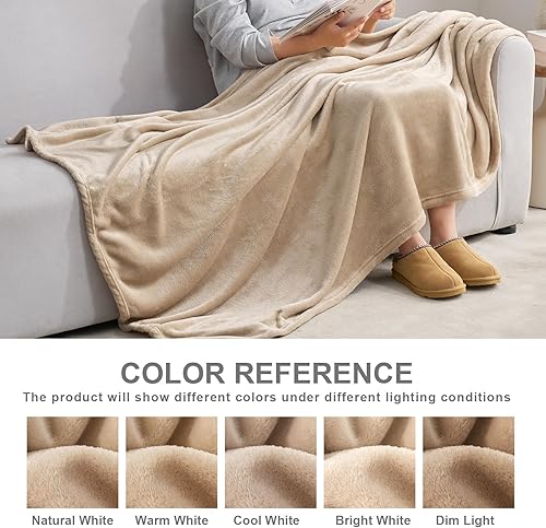 Vista 28 de Hansleep Manta de vellón tamaño individual, color verde azulado, suave y acogedora manta de franela mullida para cama, sofá, viajes, campamento