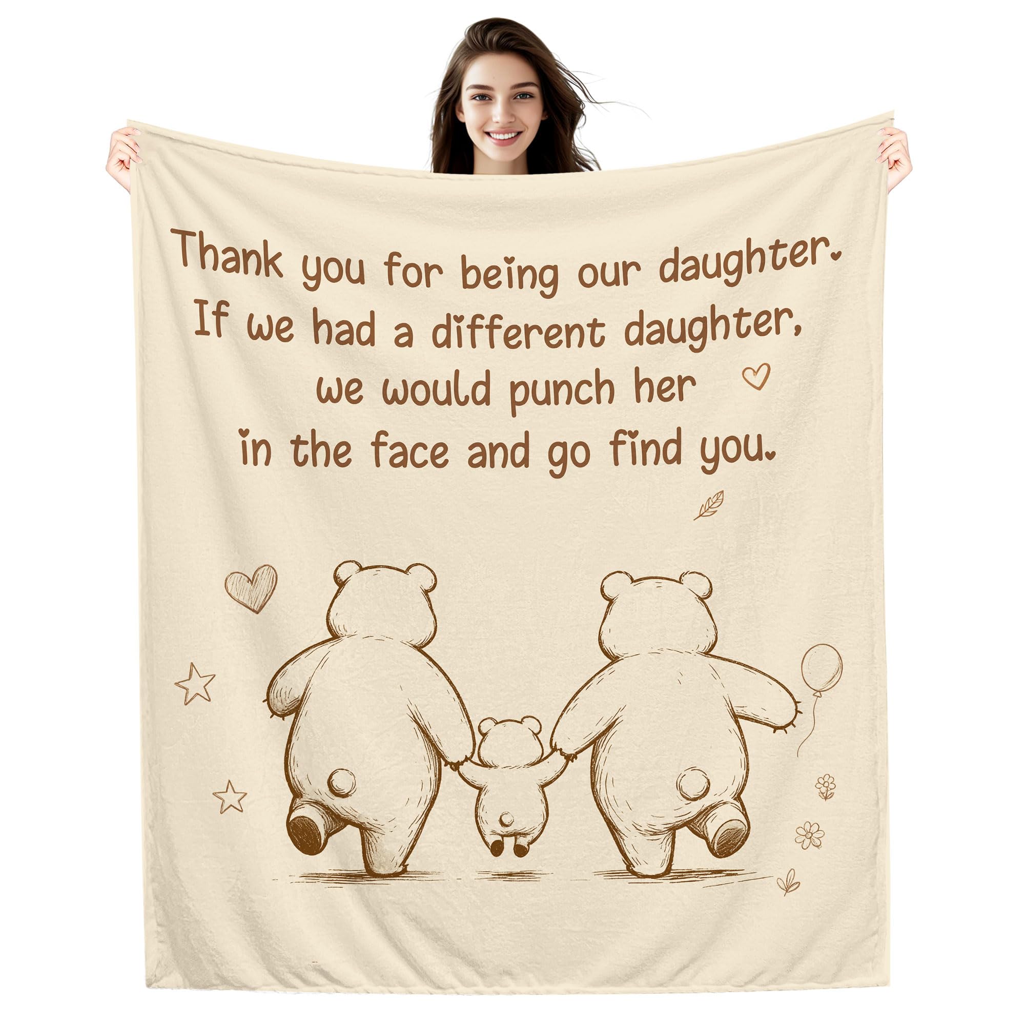 Amorea Thank You for Being Our Daughter Throw Blanket Funny Gift for Daughter from Mum Dad Daughter's Birthday Graduation (our daughter)