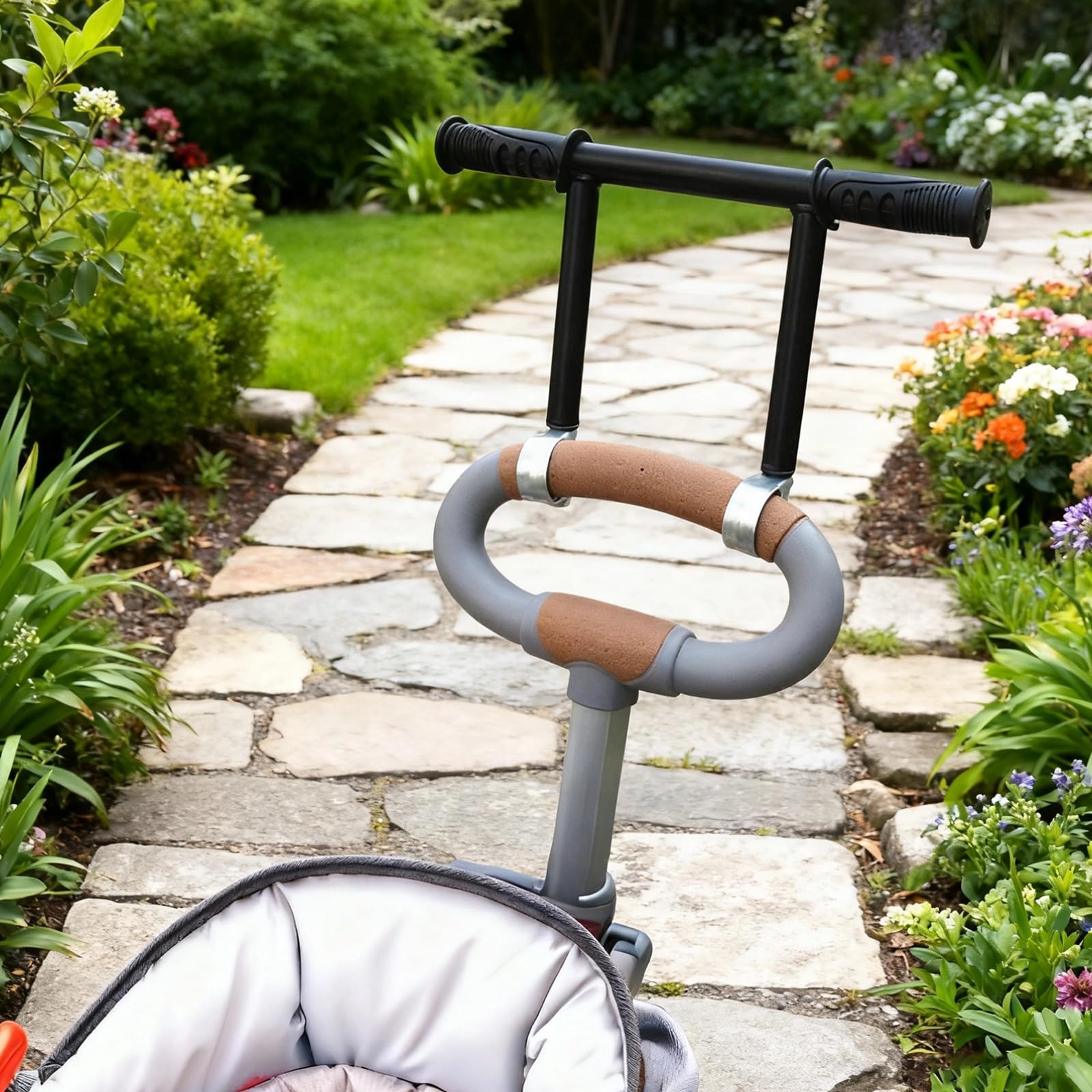 Wagon - Maniglia di fissaggio, 6.7 in / 17 cm, asta di estensione per passeggini e carrelli, robusta struttura in metallo, impugnature in gomma, diametro interno del morsetto 1.3 in / 32 mm