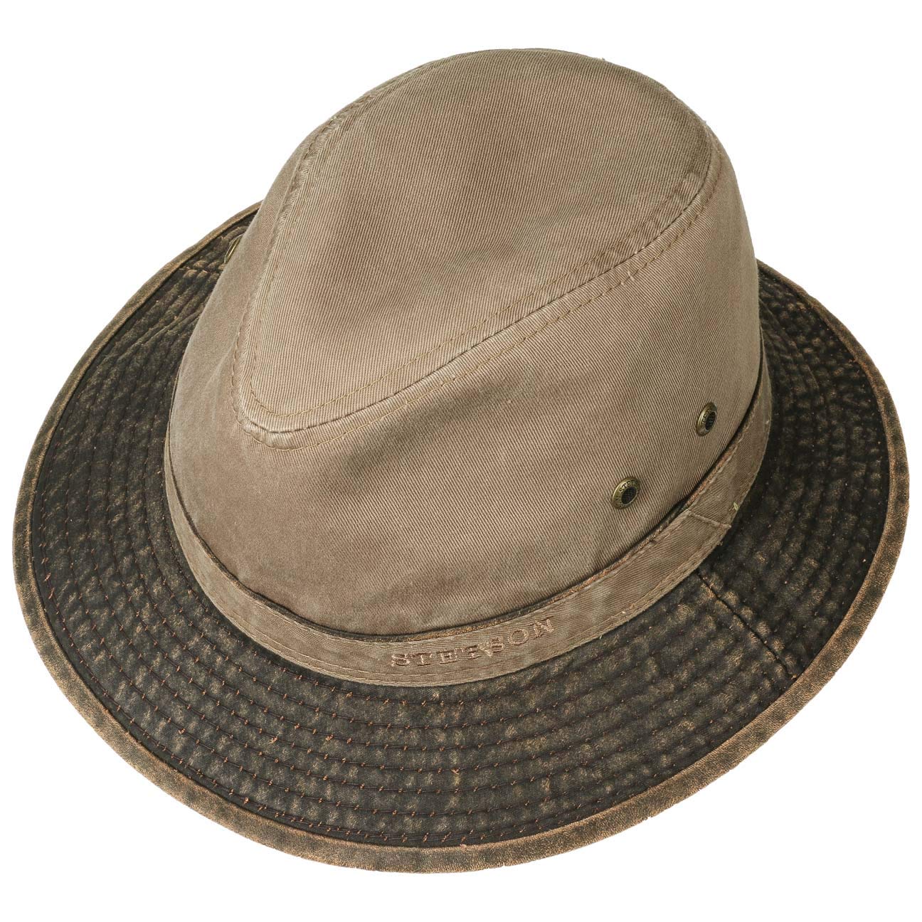 Stetson Cappello Traveller Uomo con Protezione UV40 Cappello Sole Ripiegabile Indeformabile Used Look Tessuto Primavera Estate