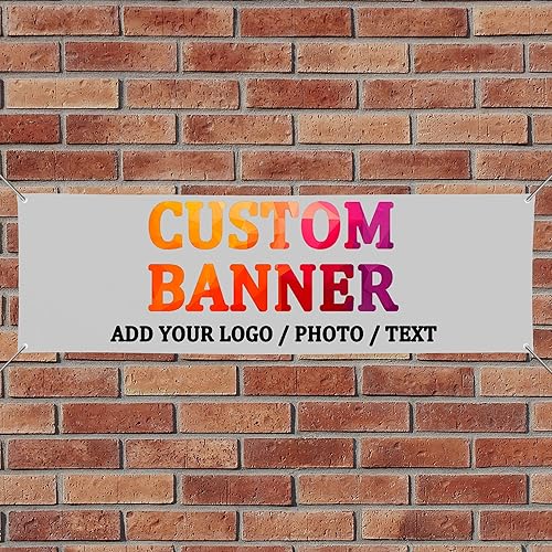 Personaliza tu propio cartel con foto, imagen, fotografía, logotipo o nombre, pancartas personalizadas para fiesta de cumpleaños, negocio, 10' X 3'