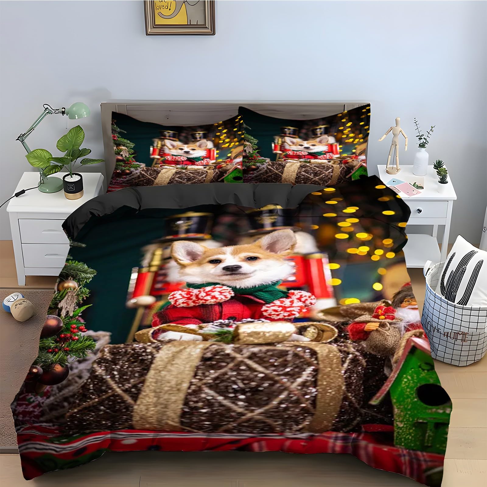 Housse Couette Microfibre Corgi 220x240 : Le Cadeau de Noël Idéal