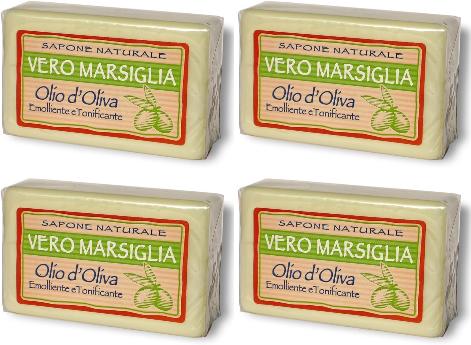 Saponeria Nesti Firenze: Set of Four"Vero Marsiglia" Natural Soap * 5.29 Ounce (150gr) Packages (Pack of 4) * [ Italian Import ]