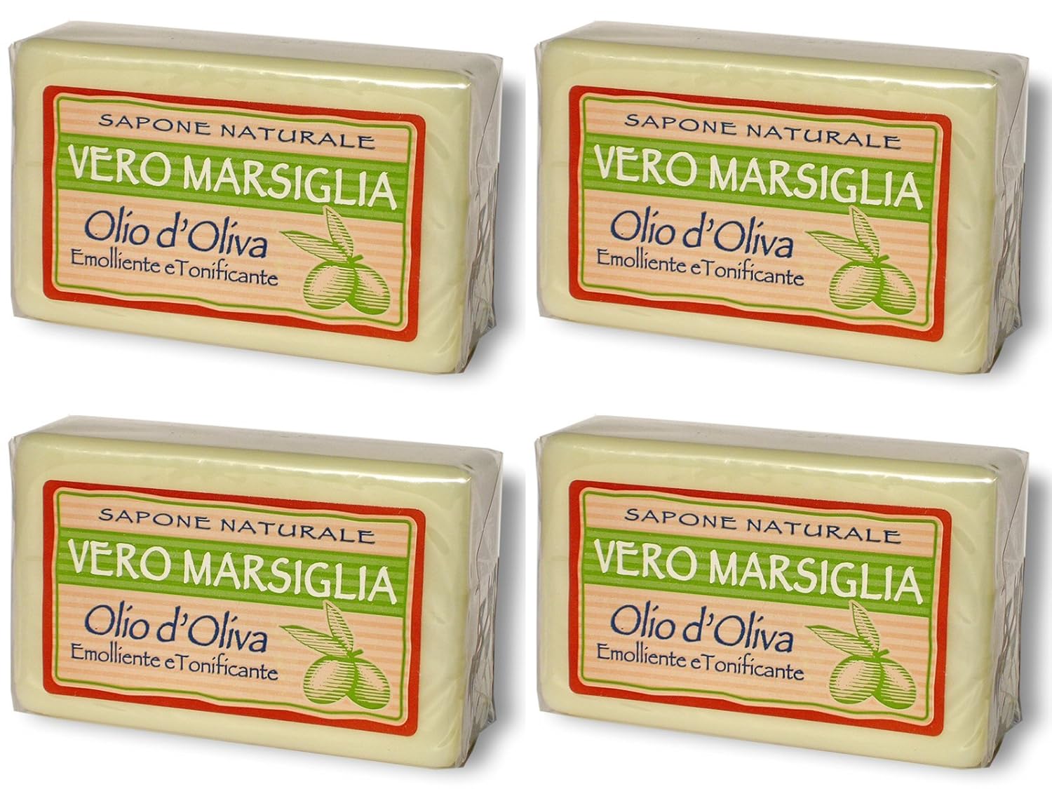 Saponeria Nesti Firenze: Set of Four"Vero Marsiglia" Natural Soap * 5.29 Ounce (150gr) Packages (Pack of 4) * [ Italian Import ]
