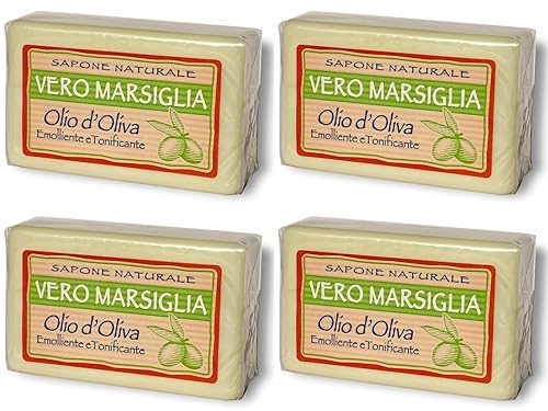 Saponeria Nesti Firenze Juego de cuatro jabones naturales "Vero Marsiglia" x paquetes de 5.29 onzas (paquete de 4) Importación italiana