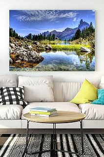 Postermanya (pster15767) Dağ Ve Göl Manzara Kanvas Tablo 2 40 x 60