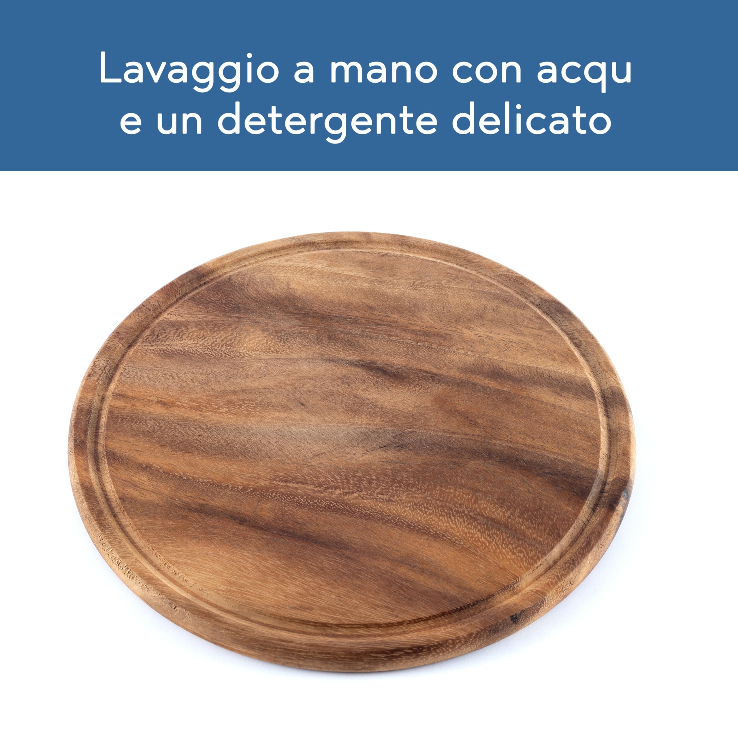 Hanseküche Tagliere per carne in legno di acacia, Ø 25 cm – Set da 4 piatti rotondi in legno – Ideale come tagliere per il pranzo, tagliere per pane, tagliere per servire e tagliere da cucina
