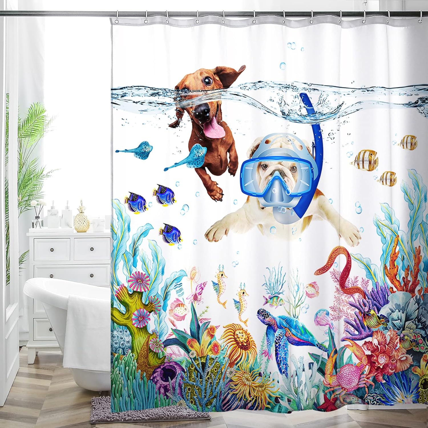 Bohemian Bathroom Curtain Colorful Boho Floral Print Beautiful Bright Polyester Fabric Cloth Shower Curtain for Bathroom Decoration, 72"x72" Tape 1