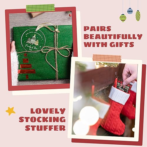 Miniatura 4 de Adorno de Primera Navidad del Bebé 2025 Adorno de Navidad de familia de tres 2025 Primera vez mamá papá, nuevos padres Regalos de bebés para