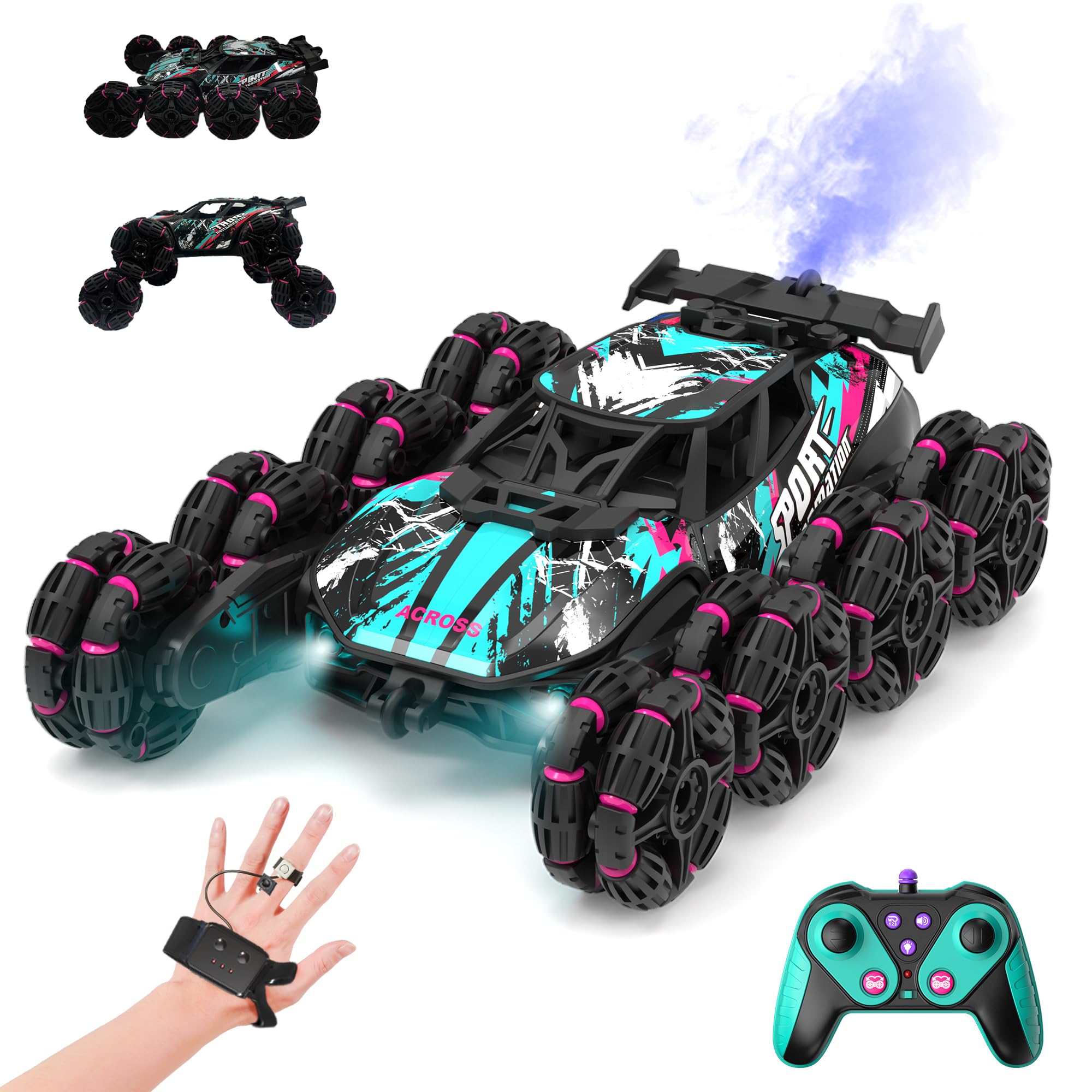 8WD Remote Gesture Sensing Stunt Control Car with Light Spray