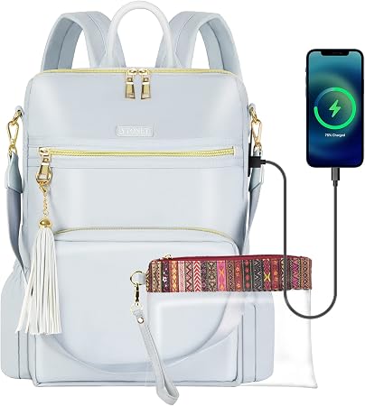 Amazon.com: Mochila monedero para mujer, 15.6 elegante viaje portátil  mochila con puerto de carga USB, resistente al agua, antirrobo, duradero,  casual, bolsa de libro, borlas de moda para damas/niñas/maestro/enfermera :  Electrónica