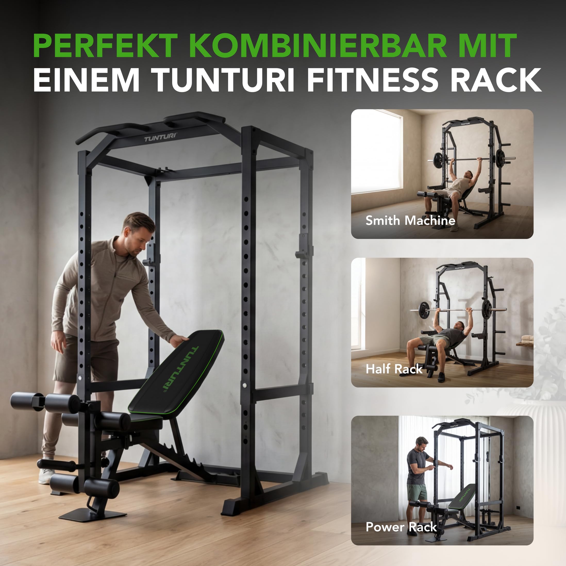 Tunturi UB60 Verstellbare Hantelbank / Trainingsbank / Schrägbank / Utility Bench mit beinhalterung