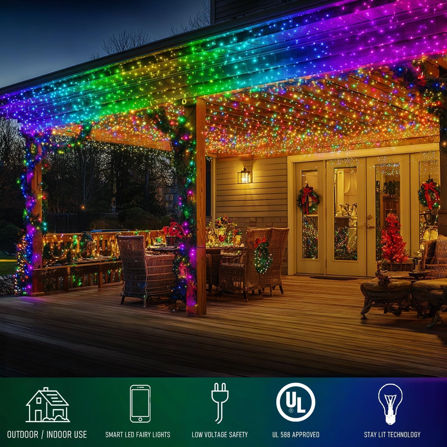 TW SHINE Smart Christmas Lights, 300 LED 100FT Color Changing Halloween String Lights Clear Wire with Remote & APP, Waterproof RGB Christmas Tree Light for Outdoor Indoor Decorations
